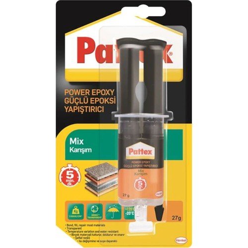 Pattex Power Epoxy Güçlü Yapıştırıcı Mix Karışım Şeffaf 27 Gr.