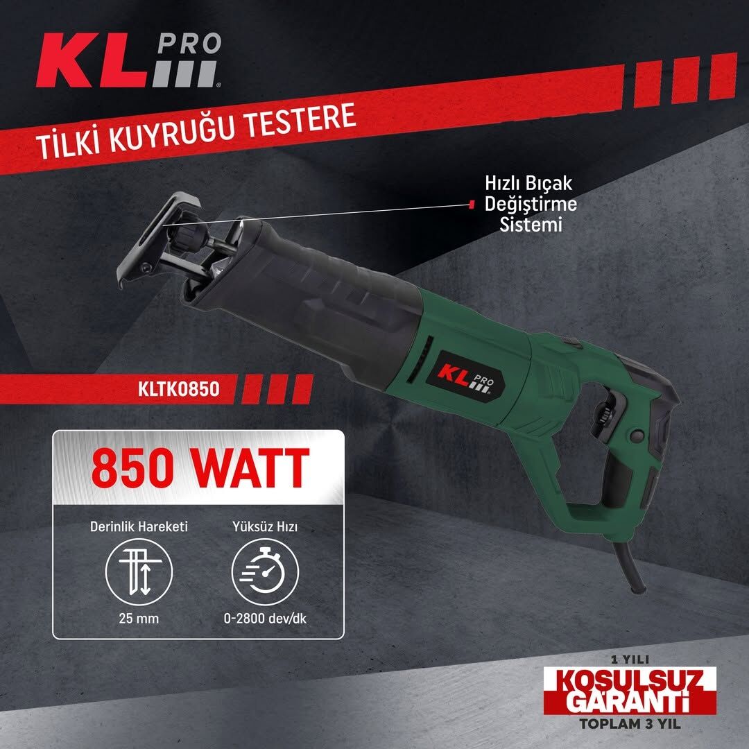 KLPRO KLTK0850 850 Watt Profesyonel Tilki Kuyruğu Testere